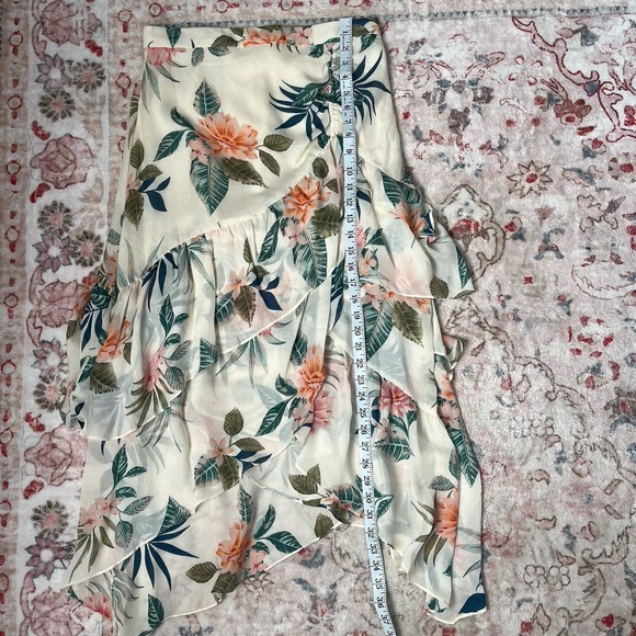 Guess‎ Maritza Floral Tropical Print Asymmetrical Hem Ruffle Skirt sz Medium - Picture 9 of 9